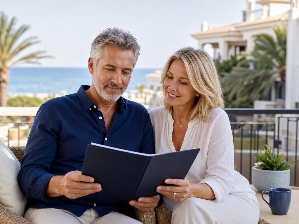 Timeshare owners reviewing their documents